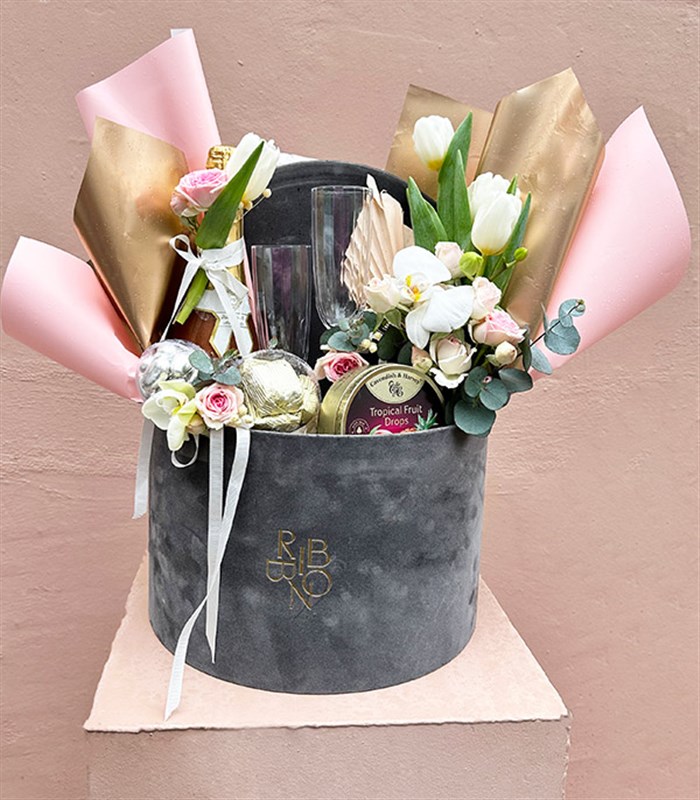 Grand Deluxe 2Li Kadehli Alkolsüz Şampanya Kutlama Hediye Kutusu