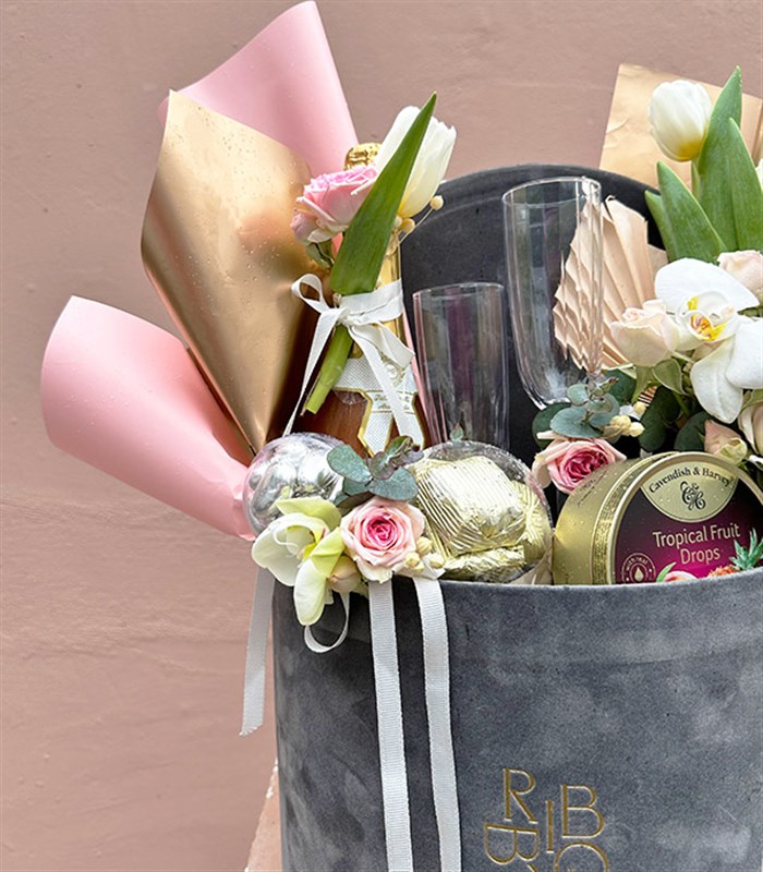 Grand Deluxe 2Li Kadehli Alkolsüz Şampanya Kutlama Hediye Kutusu