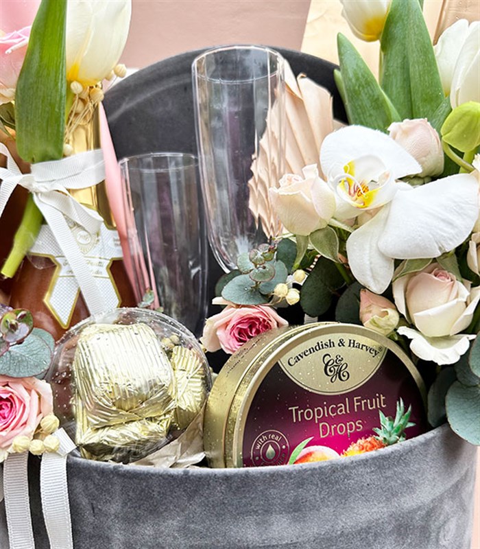 Grand Deluxe 2Li Kadehli Alkolsüz Şampanya Kutlama Hediye Kutusu