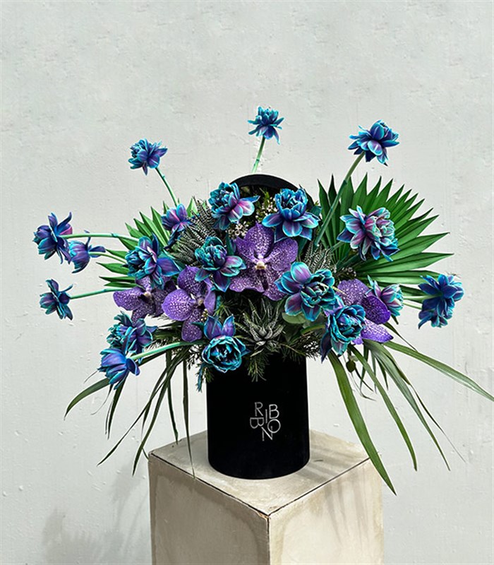 Deep Galaksi Siyah Kadife Kutu 30 Galaksi Lale Aranjmanı