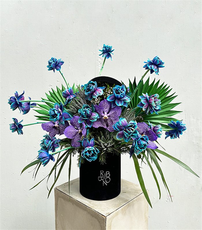 Deep Galaksi Siyah Kadife Kutu 30 Galaksi Lale Aranjmanı