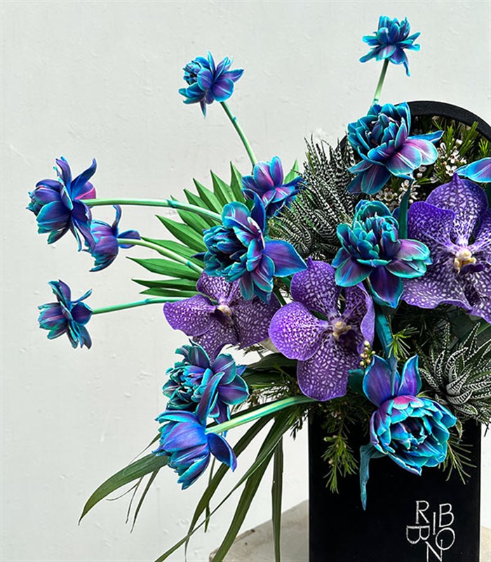 Deep Galaksi Siyah Kadife Kutu 30 Galaksi Lale Aranjmanı