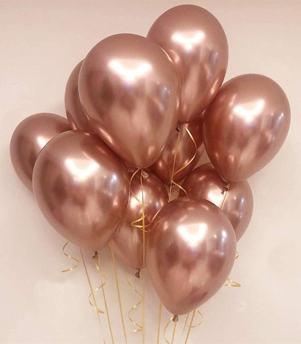 10 Rose Gold Heart Flying Helium Balloons