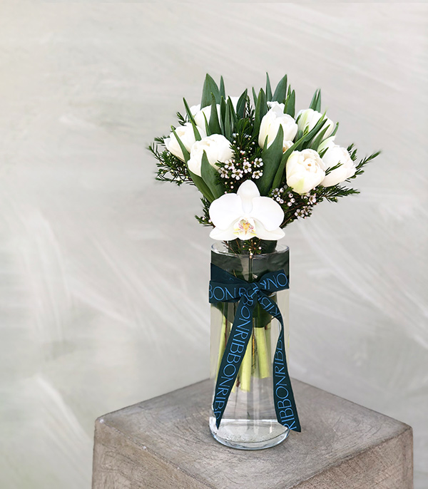 White Tulips Vase Arrangement