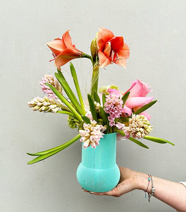Blue POP Sugar 3D Printed Vase in Flowers