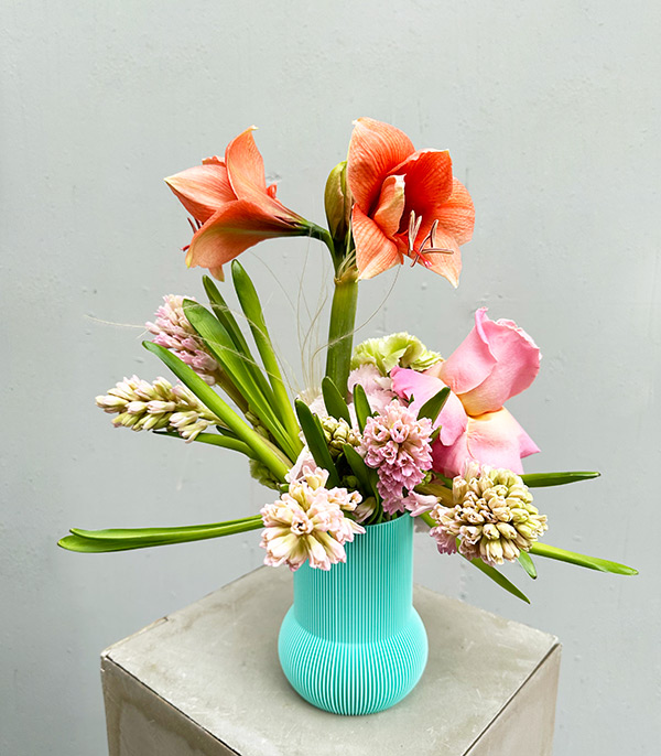 Blue POP Sugar 3D Printed Vase in Flowers