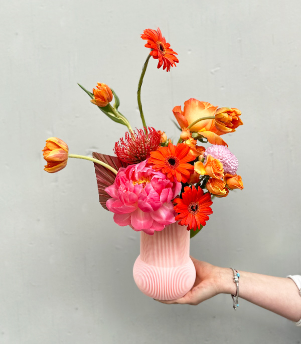 Pink POP Sugar 3D Printed Vase in Flowers Coral Peony