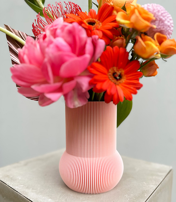 Pink POP Sugar 3D Printed Vazoda Mercan Şakayıklı Çiçekler