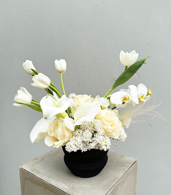 Flowers in 3D Printed Black Vase