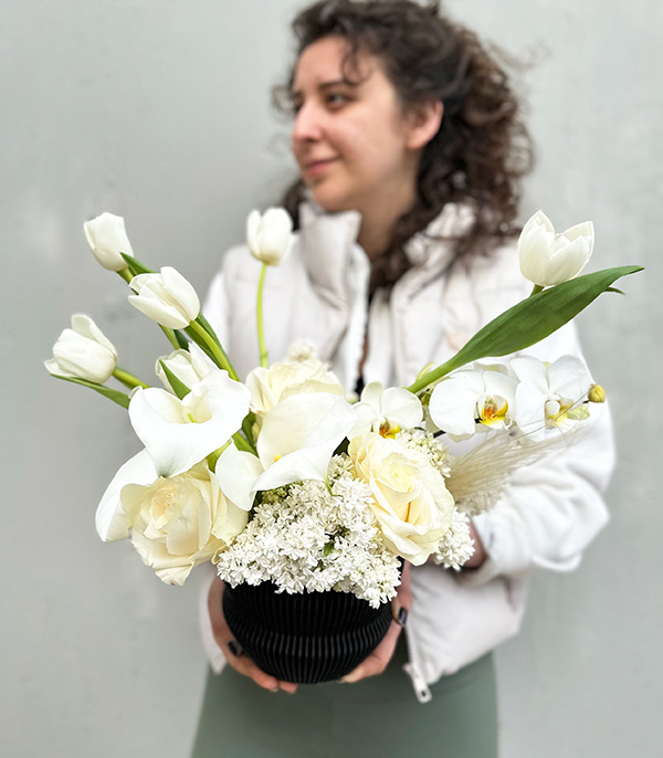 Flowers in 3D Printed Black Vase