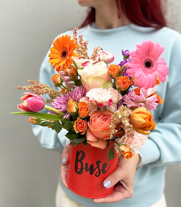 Personalized Orange Vase Summer Flowers