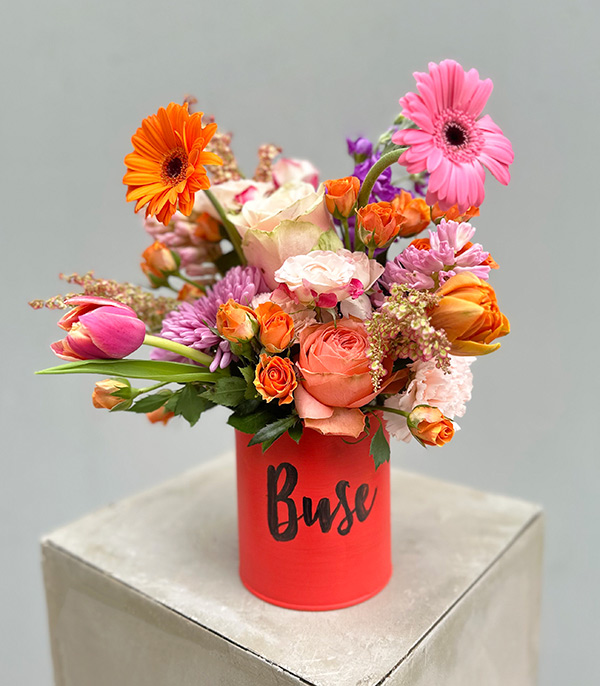 Personalized Orange Vase Summer Flowers