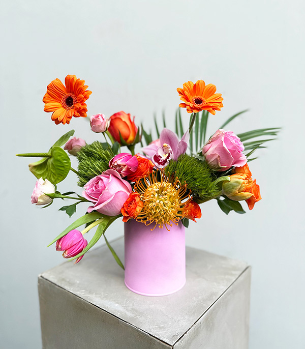 Verno Spring Flowers in a Pink Vase