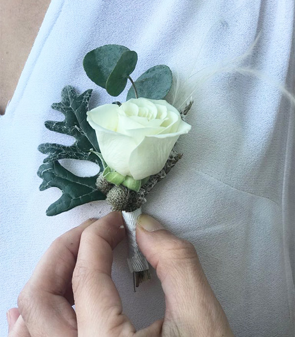 Giorgia White Rose Bridal Bouquet & Boutonniere & Bridal Crown Set