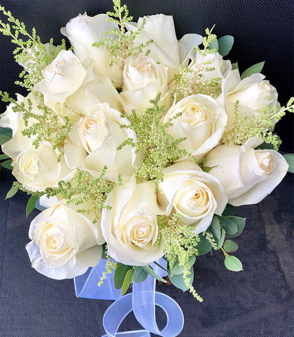 Giorgia White Rose Bridal Bouquet & Boutonniere & Bridal Crown Set