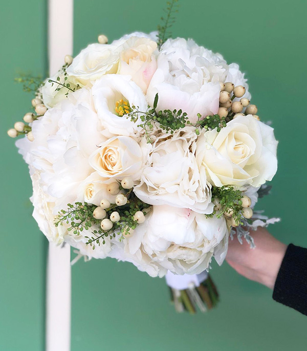 Ivy White Hydrangea Rose Peony Bridal Bouquet