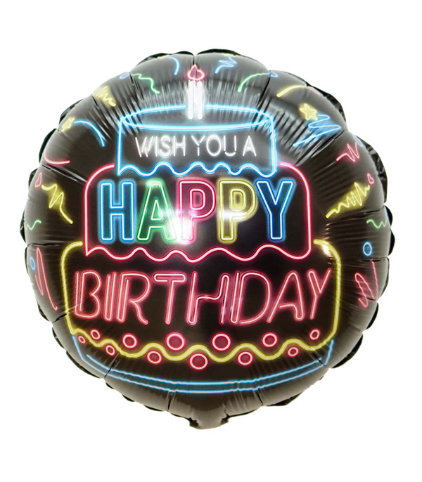 Neon Happy Birthday Uçan Kalp Balon 45 cm