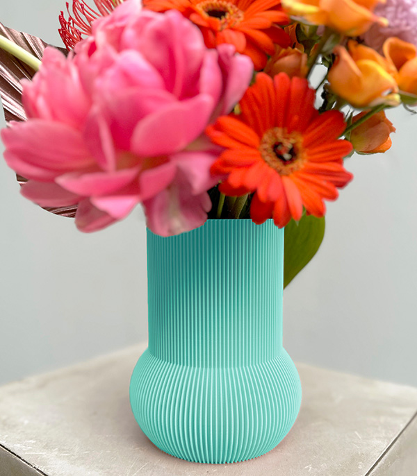 Blue POP Sugar 3D Printed Vazoda Çiçekler Mercan Şakayıklı Çiçekler