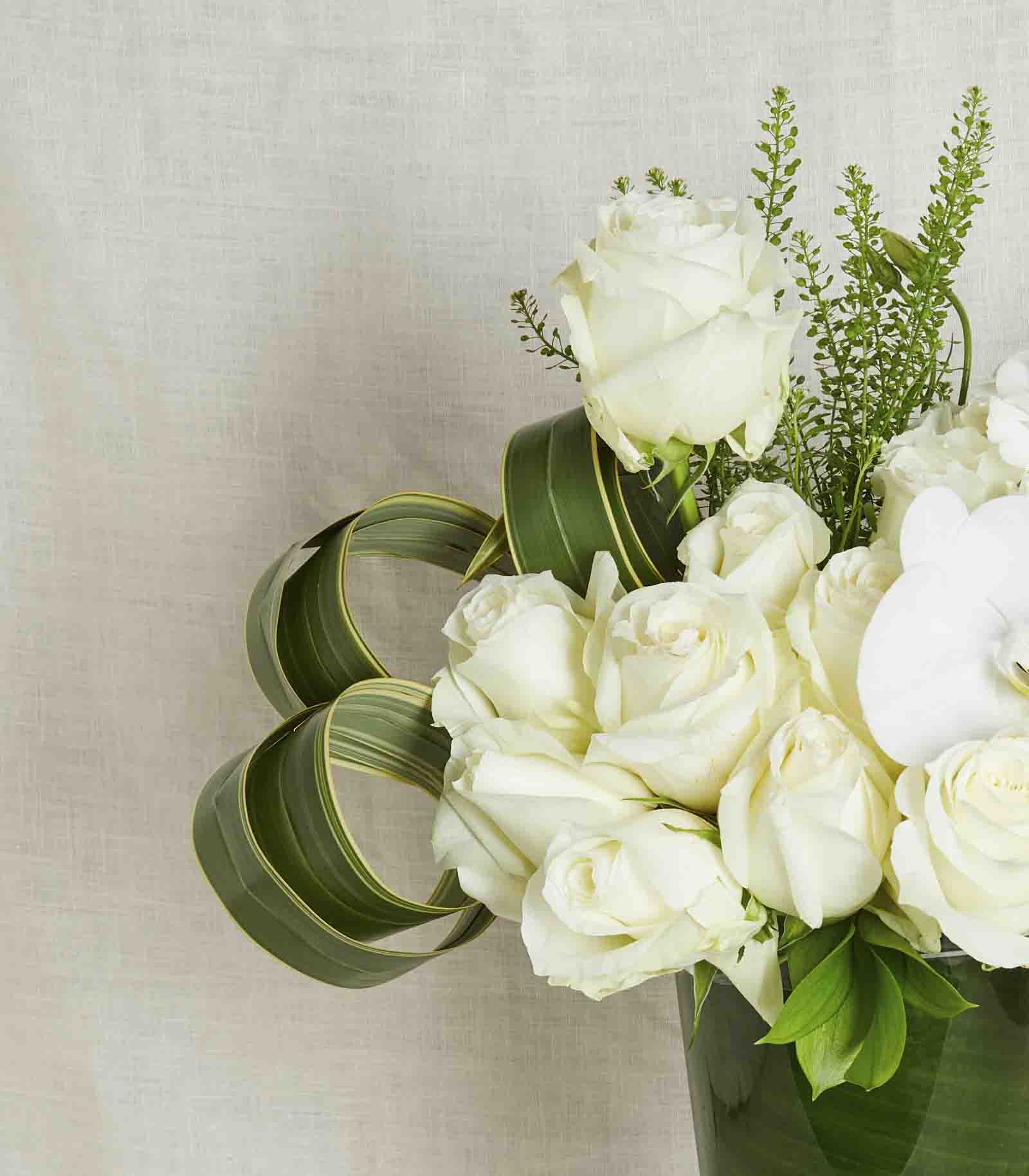White Roses Orchid Vase Arrangement