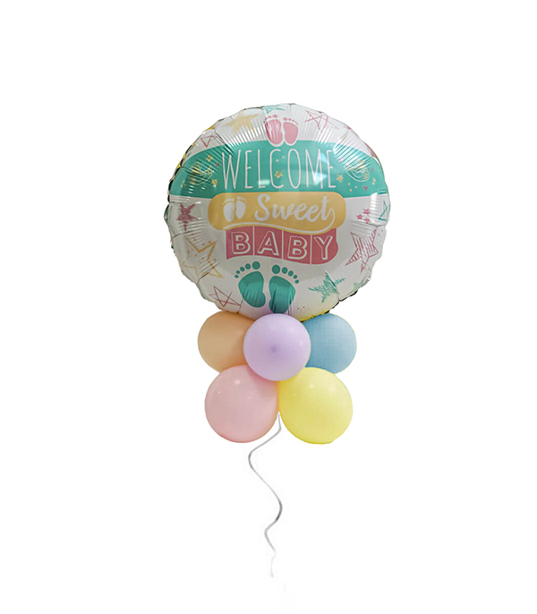Welcome Sweet Baby & Macaron Flying Balloon Set