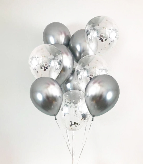 Silver Confetili 10'Lu Uçan Balon Seti