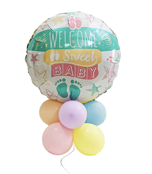 Welcome Sweet Baby & Macaron Flying Balloon Set