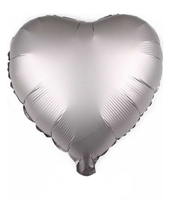 Satin Silver Heart Flying Helium Balloon 45 cm