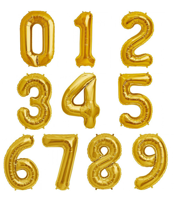 Gold Number Flying Helium Balloon 100 cm 1 pcs