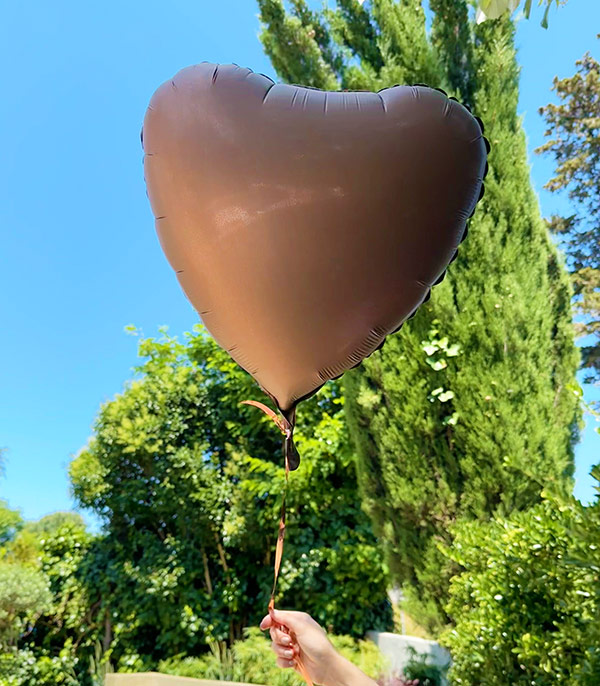 Satin Brown Heart Flying Helium Balloon 45 cm