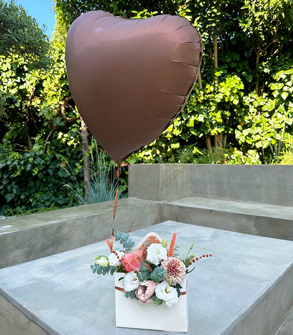 Satin Brown Heart Flying Helium Balloon 45 cm