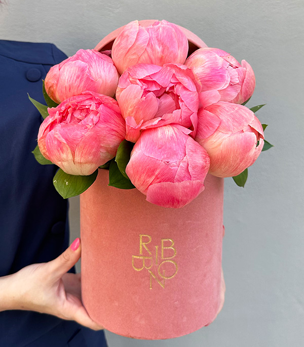 Coral Peonies in Box