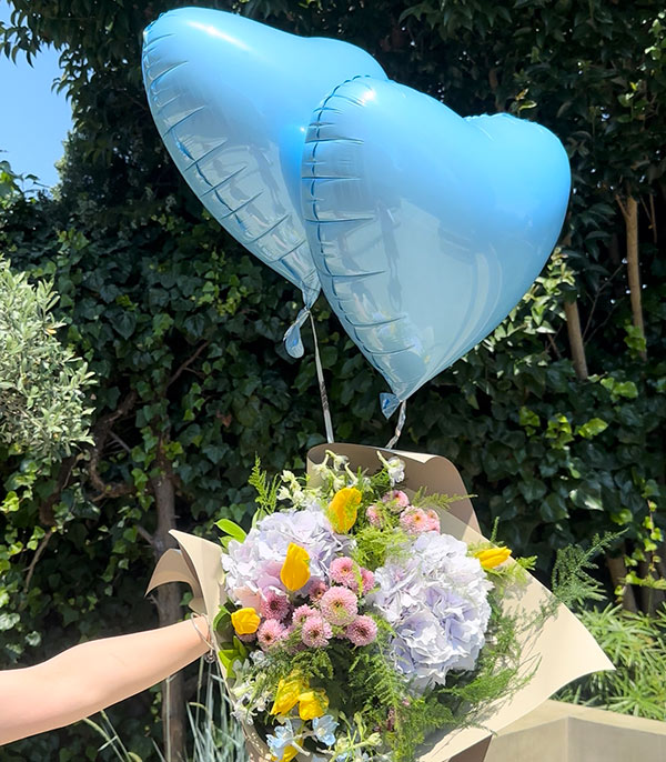 Pastel Mavi Uçan Kalp Balon 45 cm