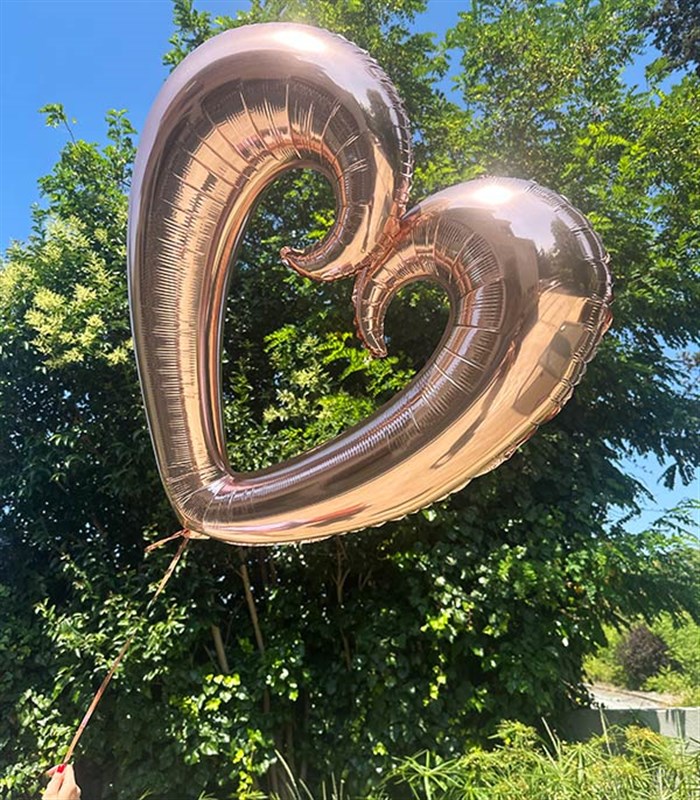 Rose Gold Uçan Kalp Balon 100 cm