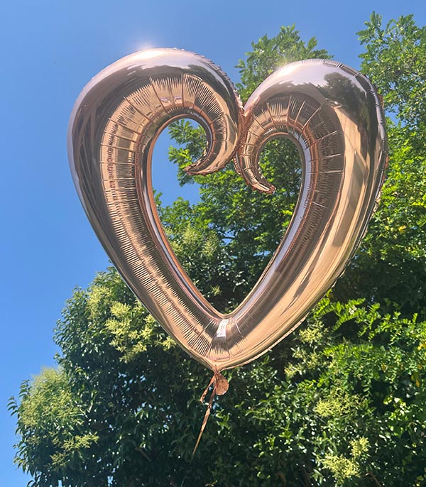 Rose Gold Heart Flying Helium Balloon 100 cm