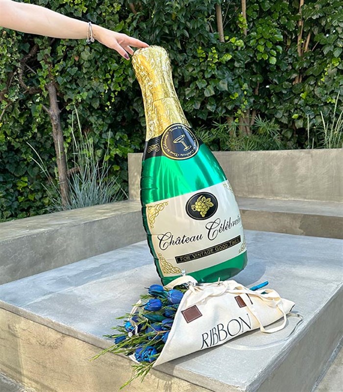 Yeşil Şampanya Uçan Balon 90 cm