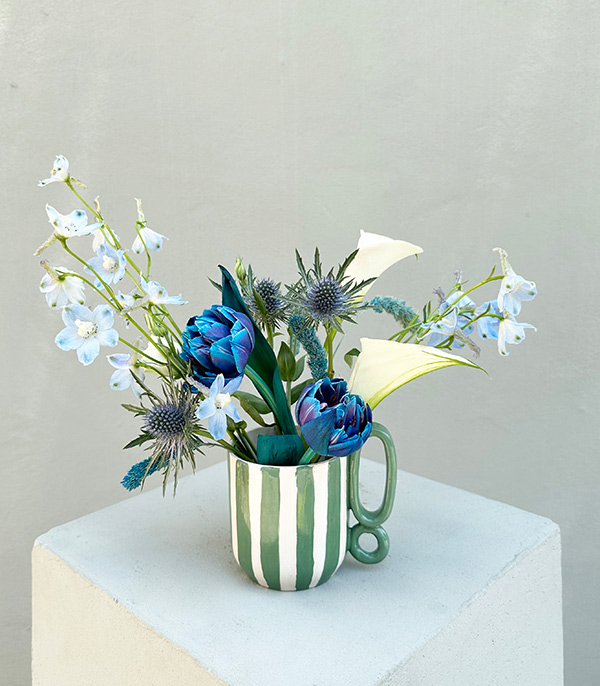 Flower Break Green Handcrafted Ceramic Mug Galaxy Tulip Mini Arrangement