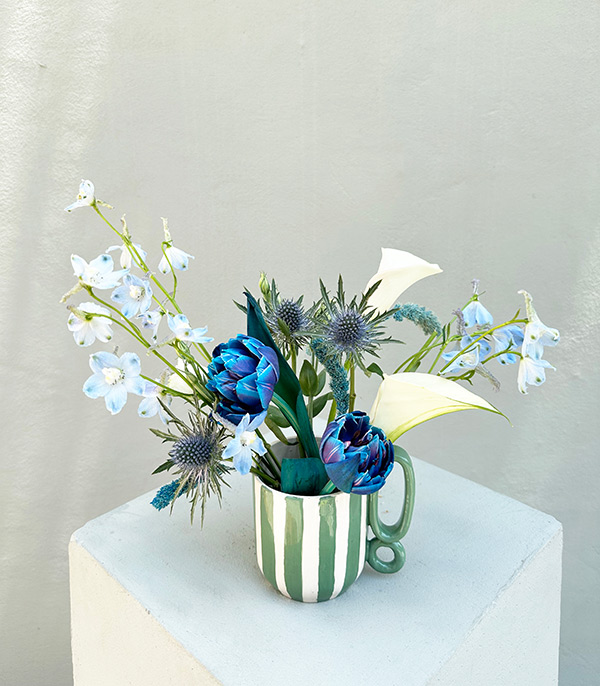 Flower Break Green Handcrafted Ceramic Mug Galaxy Tulip Mini Arrangement