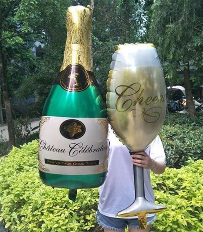 Şampanya & Cheers Kadeh Uçan Balon Seti