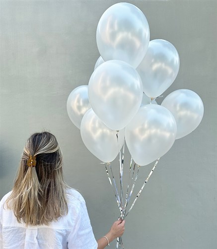 Uçan 10 Balon Seti İnci Beyaz