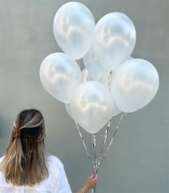 Uçan 10 Balon Seti İnci Beyaz