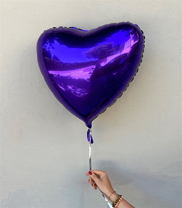 Neon Mor Uçan Kalp Balon 45 cm