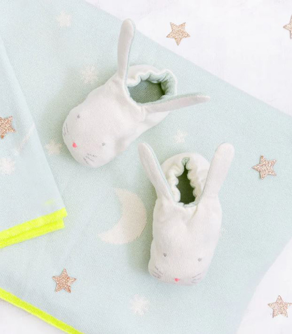 Meri Meri Rabbit Baby Booties Unisex Newborn Baby Greeting Gift Box