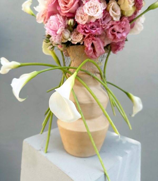 Stairway To Heaven Handcrafted Ceramic Vase Pink Arrangement