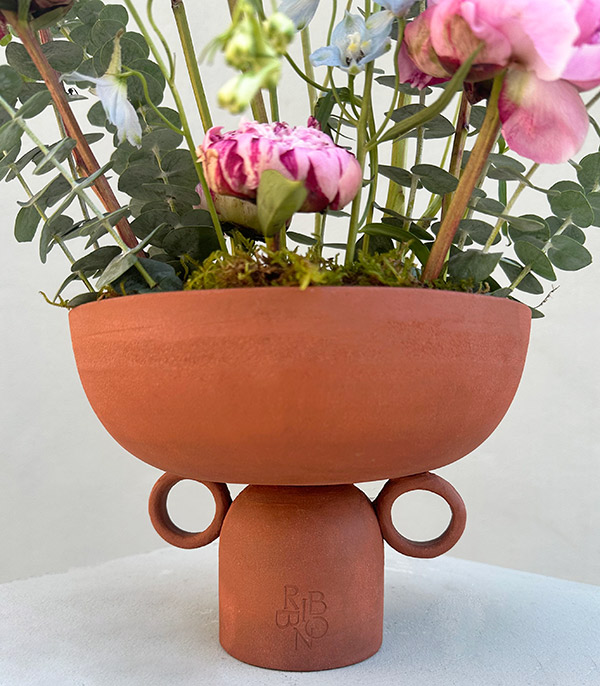 Handcrafted Ceramic Vase Deluxe Pink Peony Delfinium Arrangement