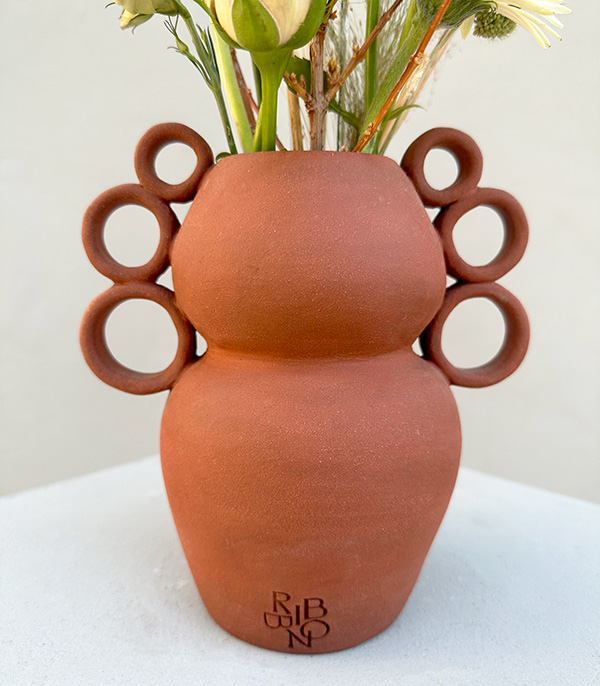 White Cappucino Arrangement in Handcrafted Ceramic Vase