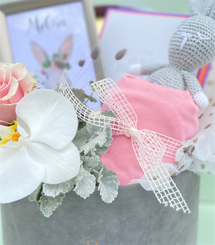 İsme Özel Miela Kids & Pure Project Yeni Doğan Bebek Hediye Kutusu Kız Lila Pembe