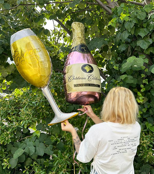 Champagne Cheers GlassFlying Helium Balloons Set Pink