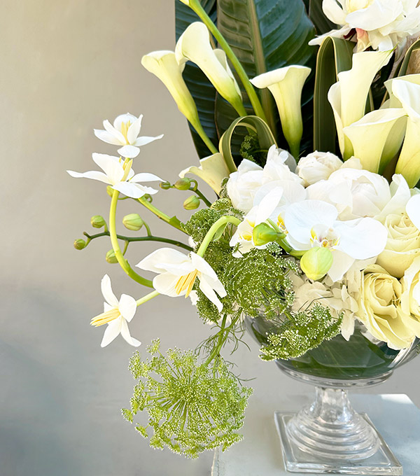 Lora Deluxe Footed Vase in White Arrangement