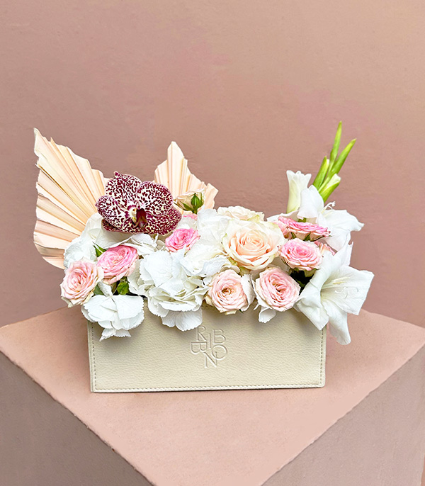 Silva Cream Leather Box in Pastel Flowers