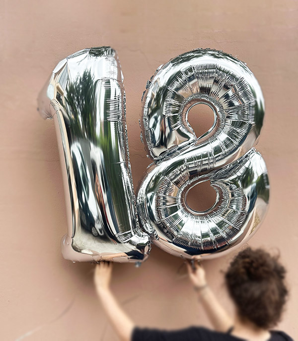 Silver Number Flying Helium Balloon 100 cm 1 pcs